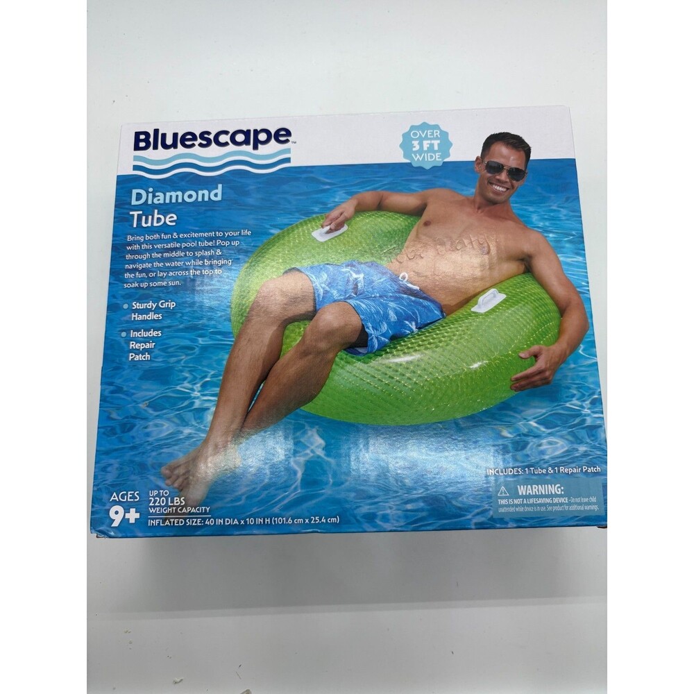 Bluescape Diamond Inflatable Pool Tube 40" Swim Ring w/ Handles 220 LB Capacity